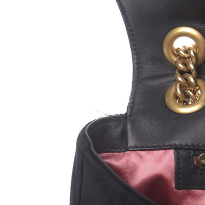 Gucci Velvet Matelasse Medium GG Marmont Shoulder Bag Black 12 of 15