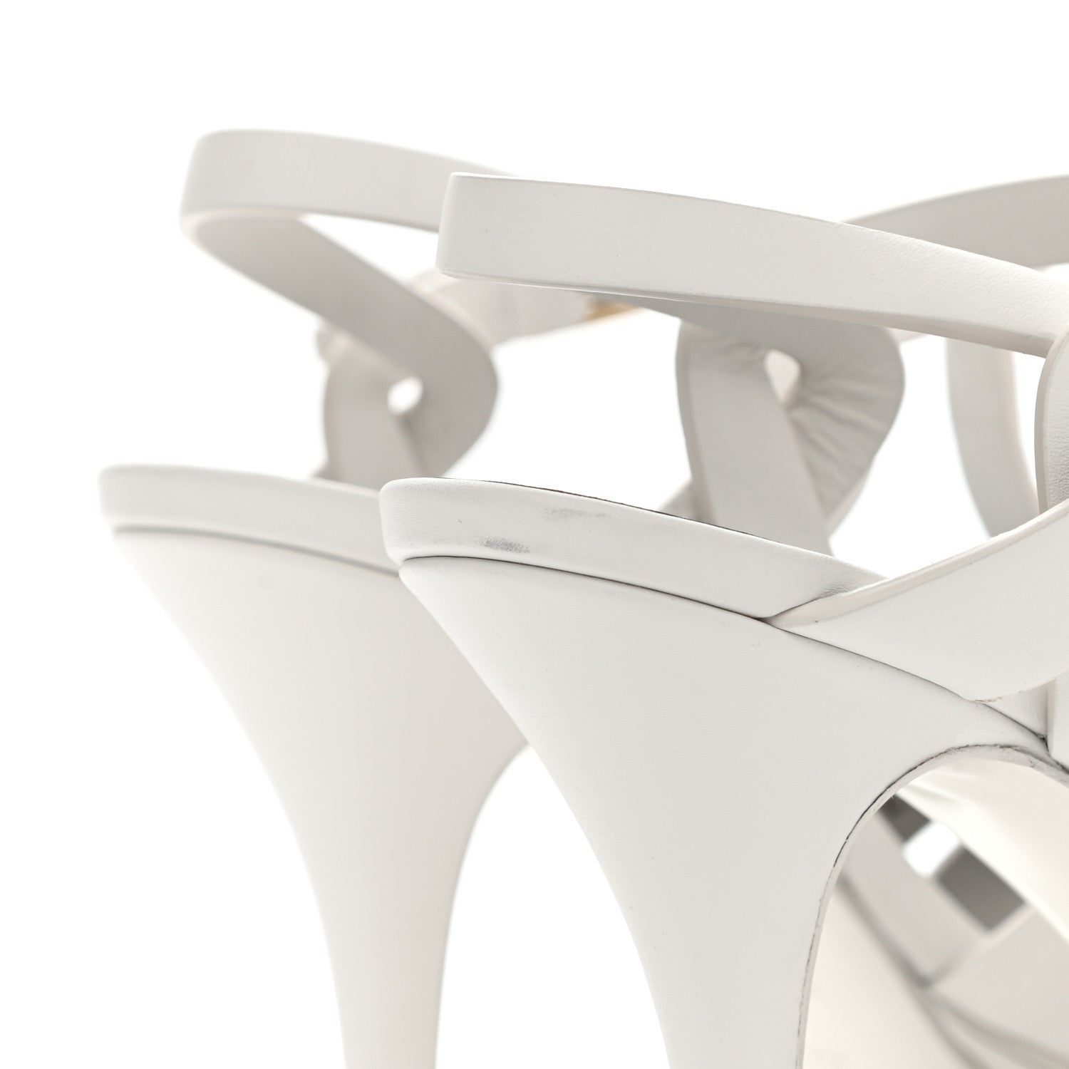 Saint Laurent Calfskin Tribute 75 Platform Sandals 38 White 5 of 11