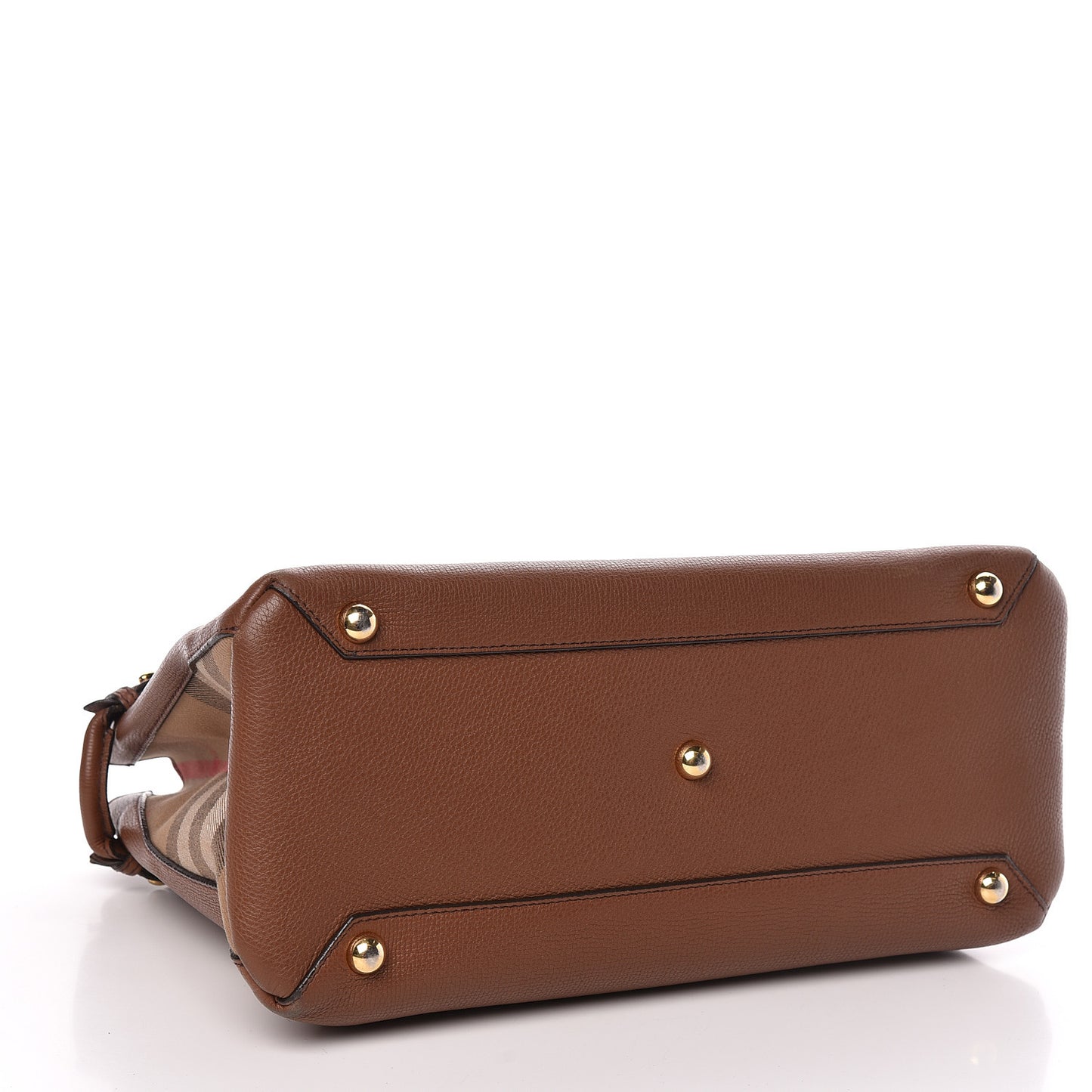 Grainy Calfskin House Check Medium Banner Tote Tan