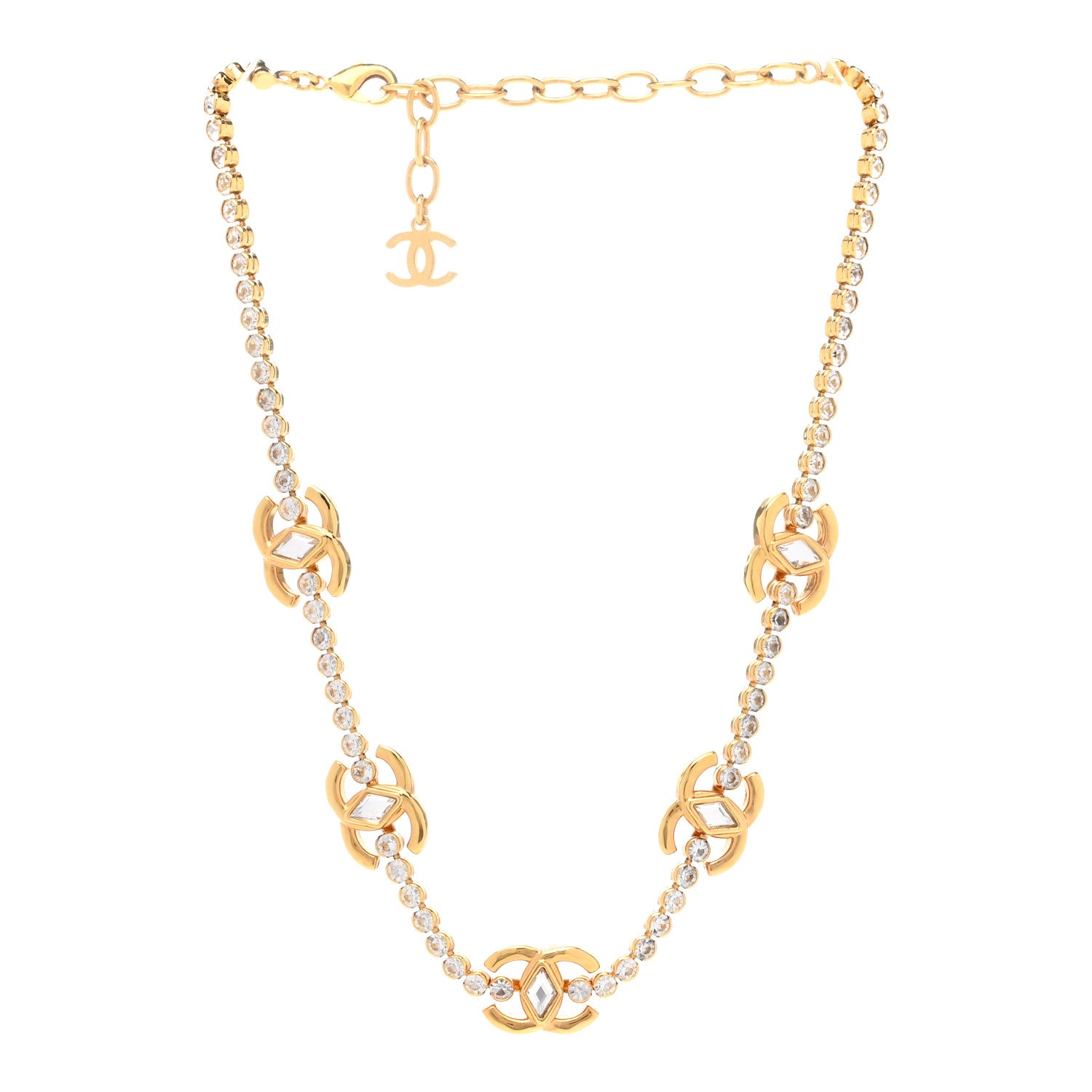 Chanel Metal Crystal CC Marquise Choker Gold 3 of 6