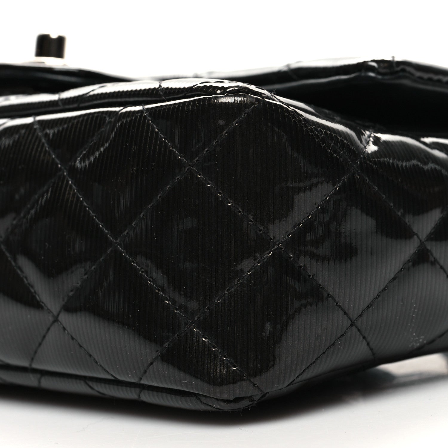 Chanel Striated Patent Quilted Mini Rectangular Flap Black 10 of 10