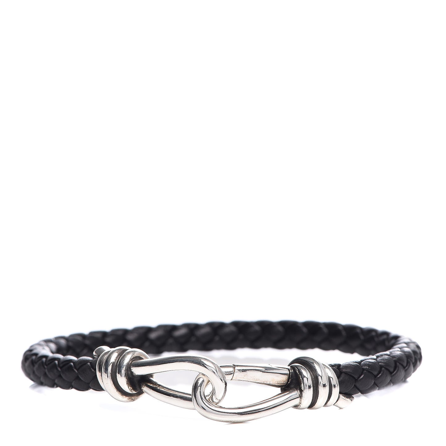 Sterling Silver Calfskin Paloma Picasso Knot Single Braid Bracelet Black