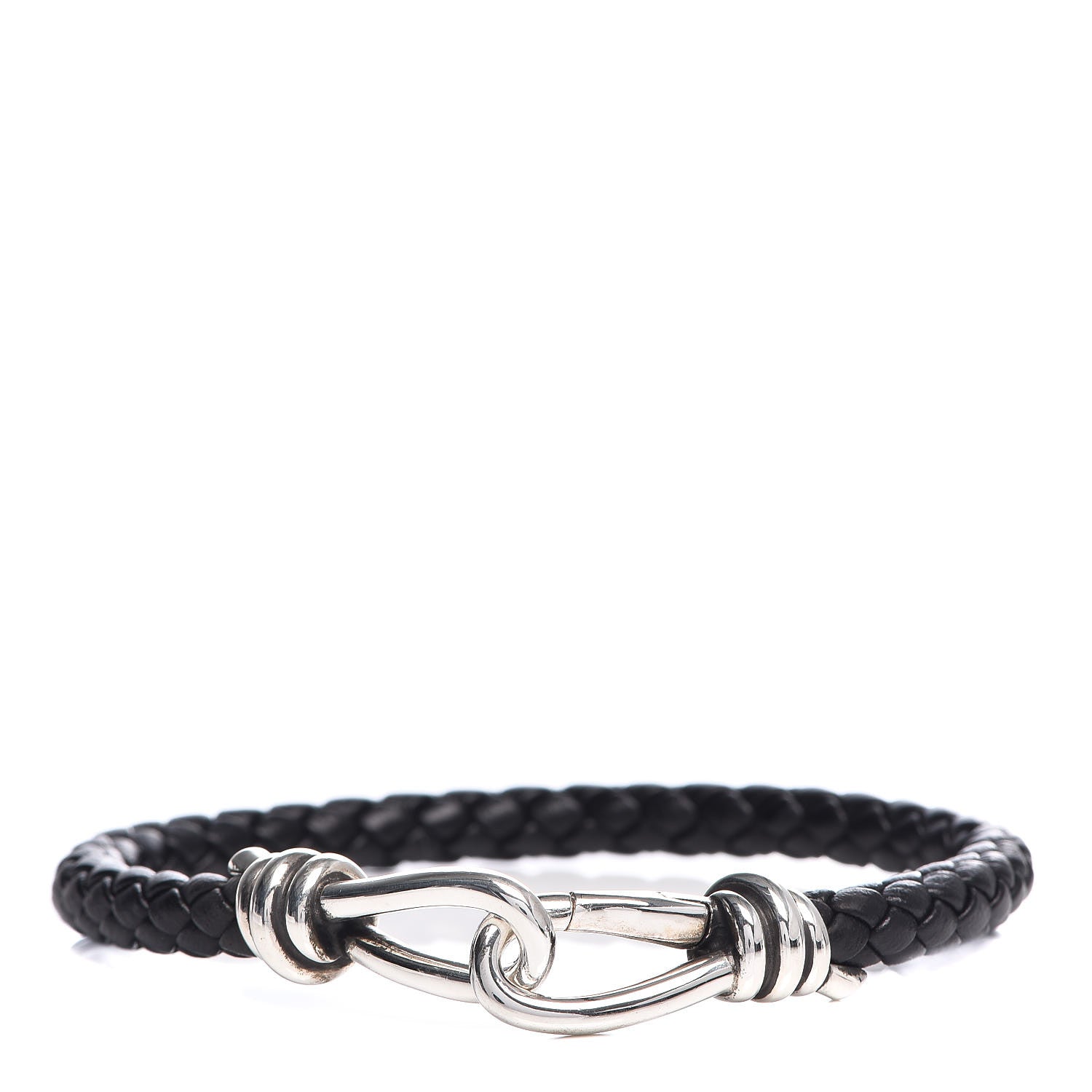 Tiffany Sterling Silver Calfskin Paloma Picasso Knot Single Braid Bracelet Black 1 of 4