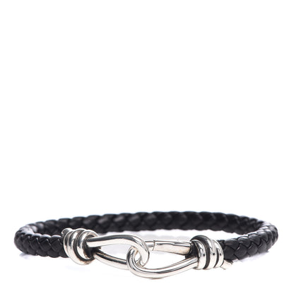 Tiffany Sterling Silver Calfskin Paloma Picasso Knot Single Braid Bracelet Black 1 of 4