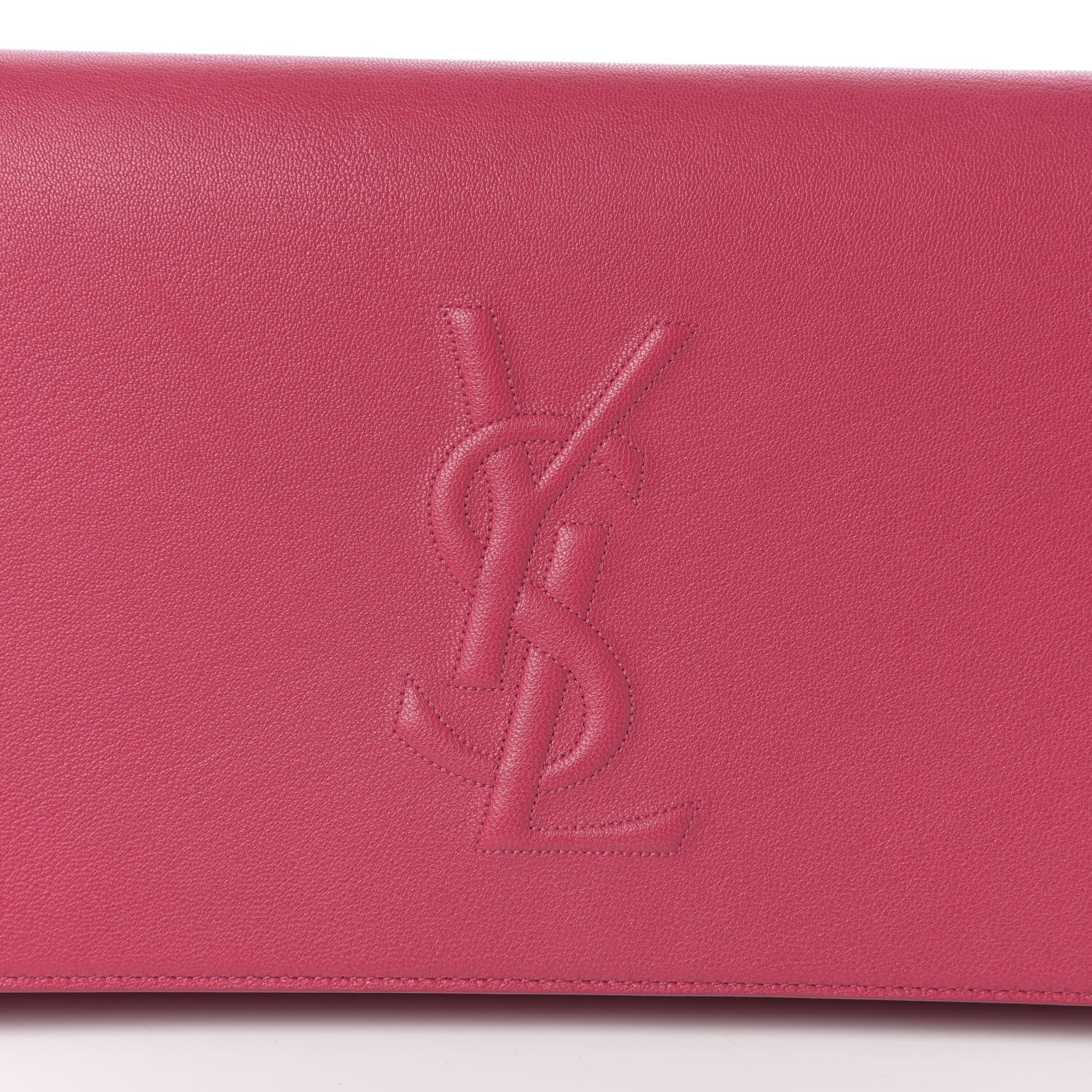 Saint Laurent Calfskin Monogram Large Belle De Jour Clutch Lipstick Fuchsia 6 of 6