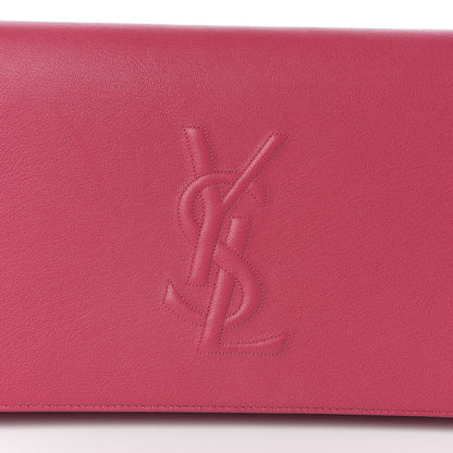 Saint Laurent Calfskin Monogram Large Belle De Jour Clutch Lipstick Fuchsia 6 of 6