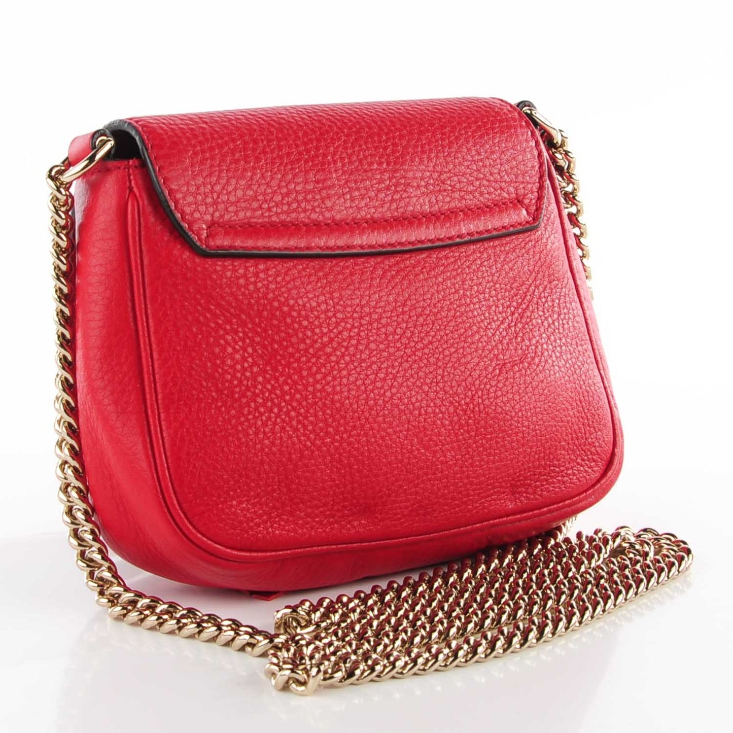 Pebbled Calfskin Small Soho Flap Crossbody Red