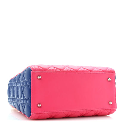 Christian Dior Lambskin Cannage Medium Tri-Color Lady Dior Pink Blue Yellow 4 of 12