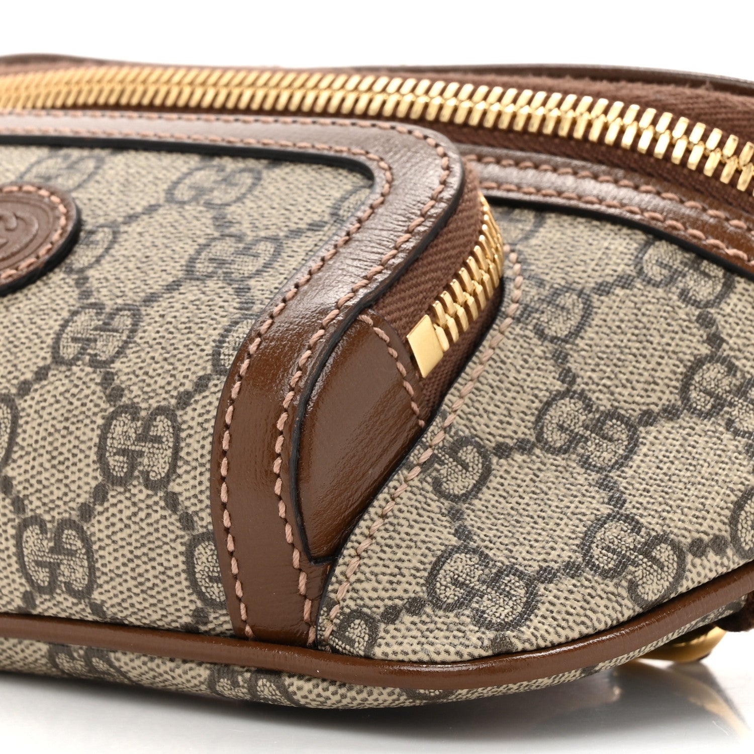 Gucci GG Supreme Monogram Textured Calfskin Retro Interlocking G Belt Bag Beige Ebony Brown Sugar 9 of 11