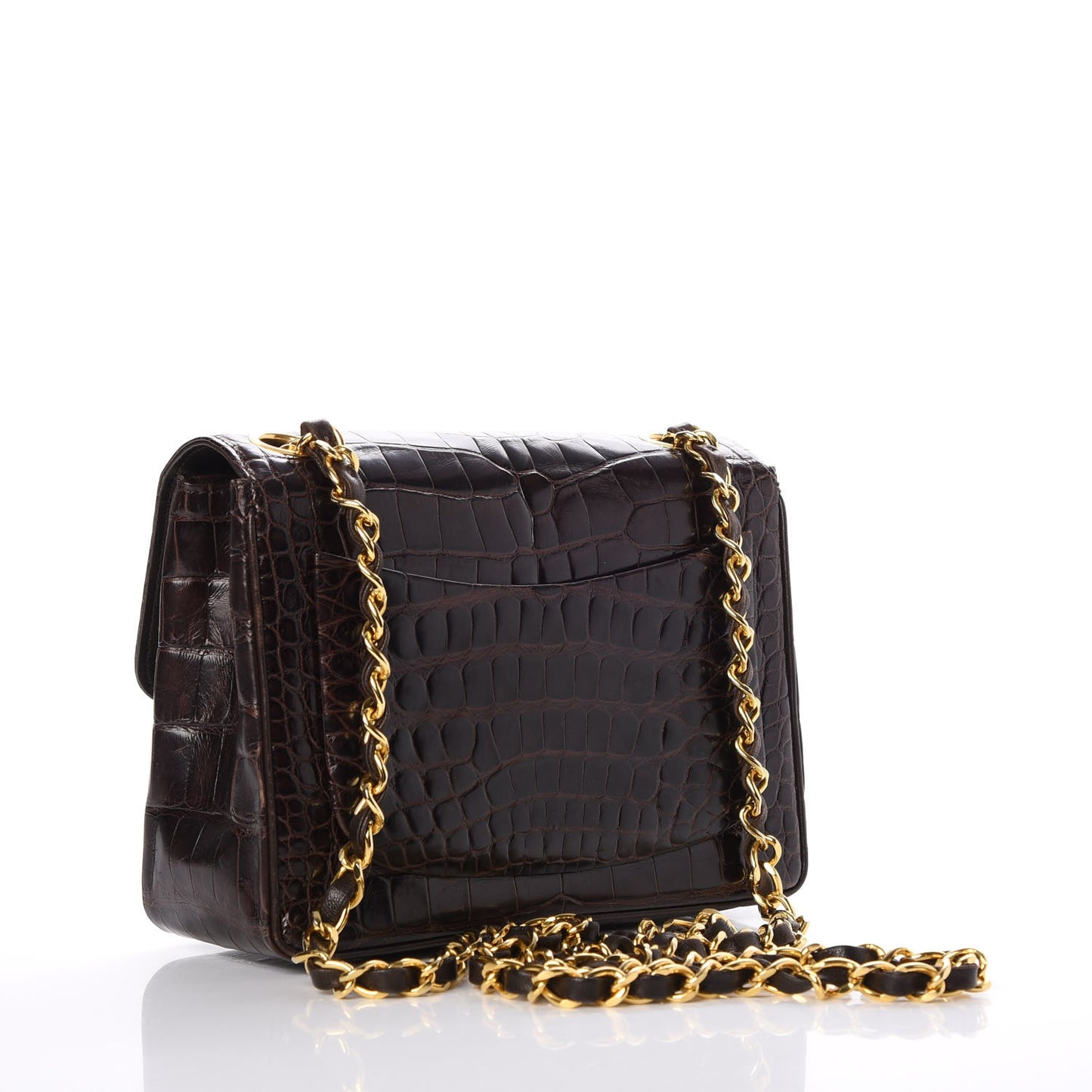 Alligator Mini Square Flap Dark Brown