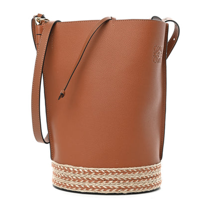 Loewe Calfskin Raffia Gate Bucket Bag Tan 1 of 10