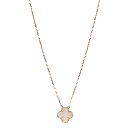 Van Cleef & Arpels 18K Yellow Gold Mother of Pearl Vintage Alhambra Pendant Necklace 1 of 8