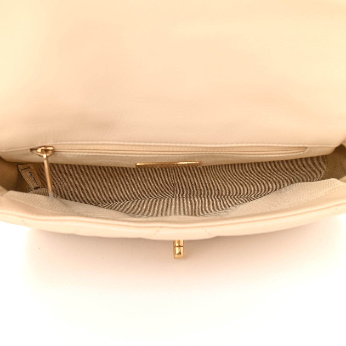 Goatskin Quilted Medium Chanel 19 Flap Beige