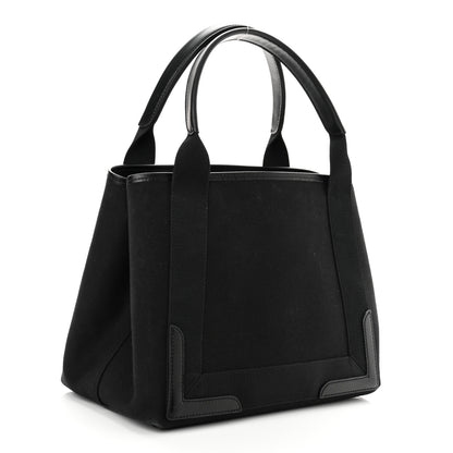 Balenciaga Cotton Canvas Calfskin S Navy Cabas Black 4 of 11
