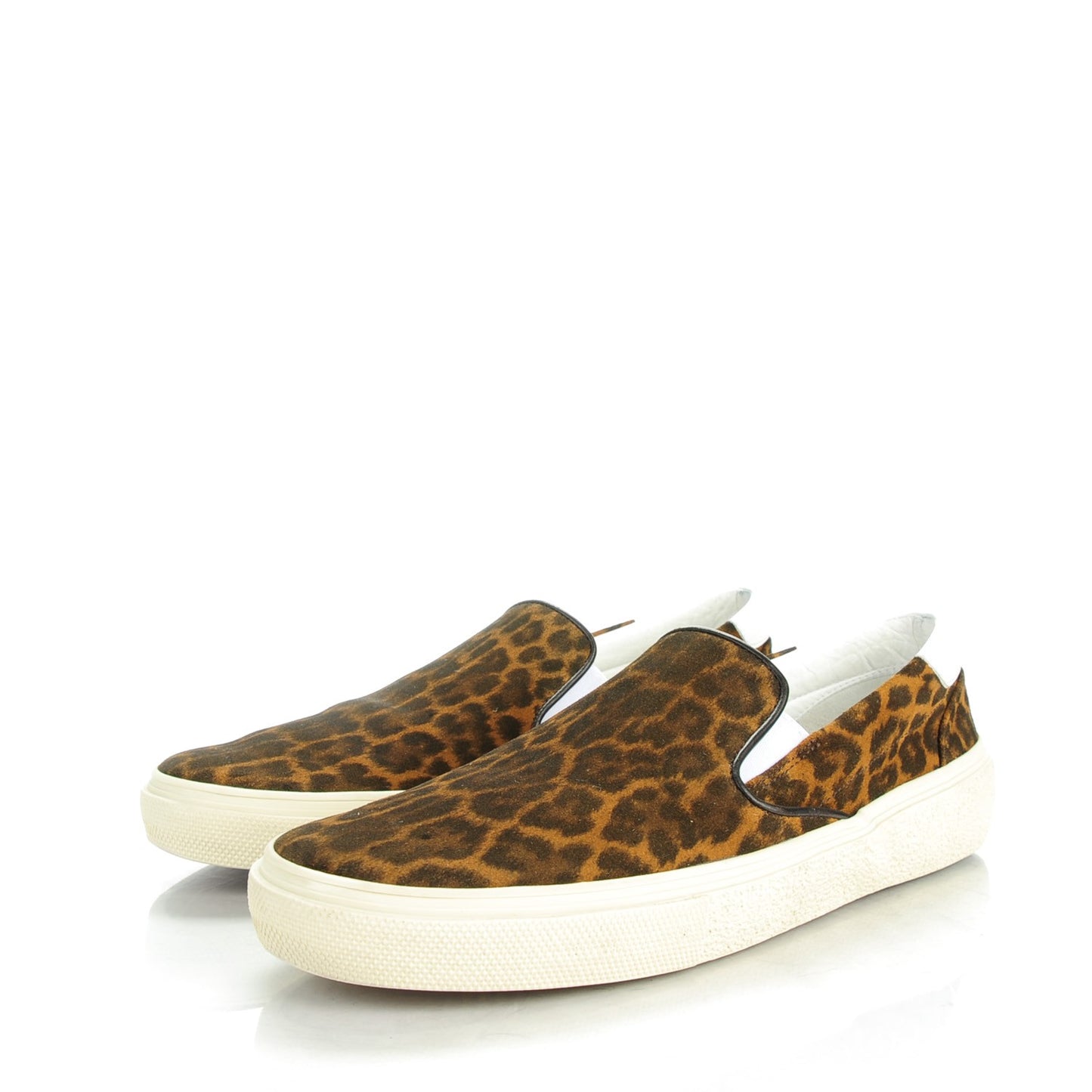 Leopard Print Lame Skate Slip On Sneakers 41.5 Gold