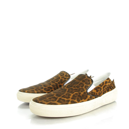 Saint Laurent Leopard Print Lame Skate Slip On Sneakers 41.5 Gold 3 of 9