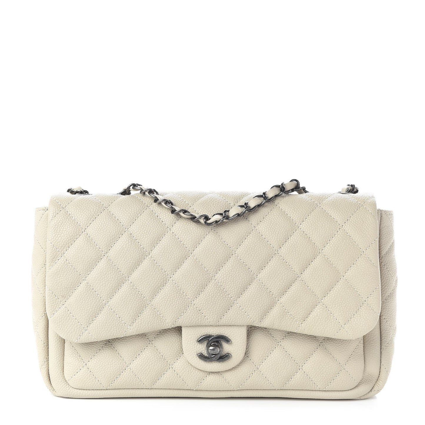 Caviar Quilted Large Now and Forever Flap Ivory