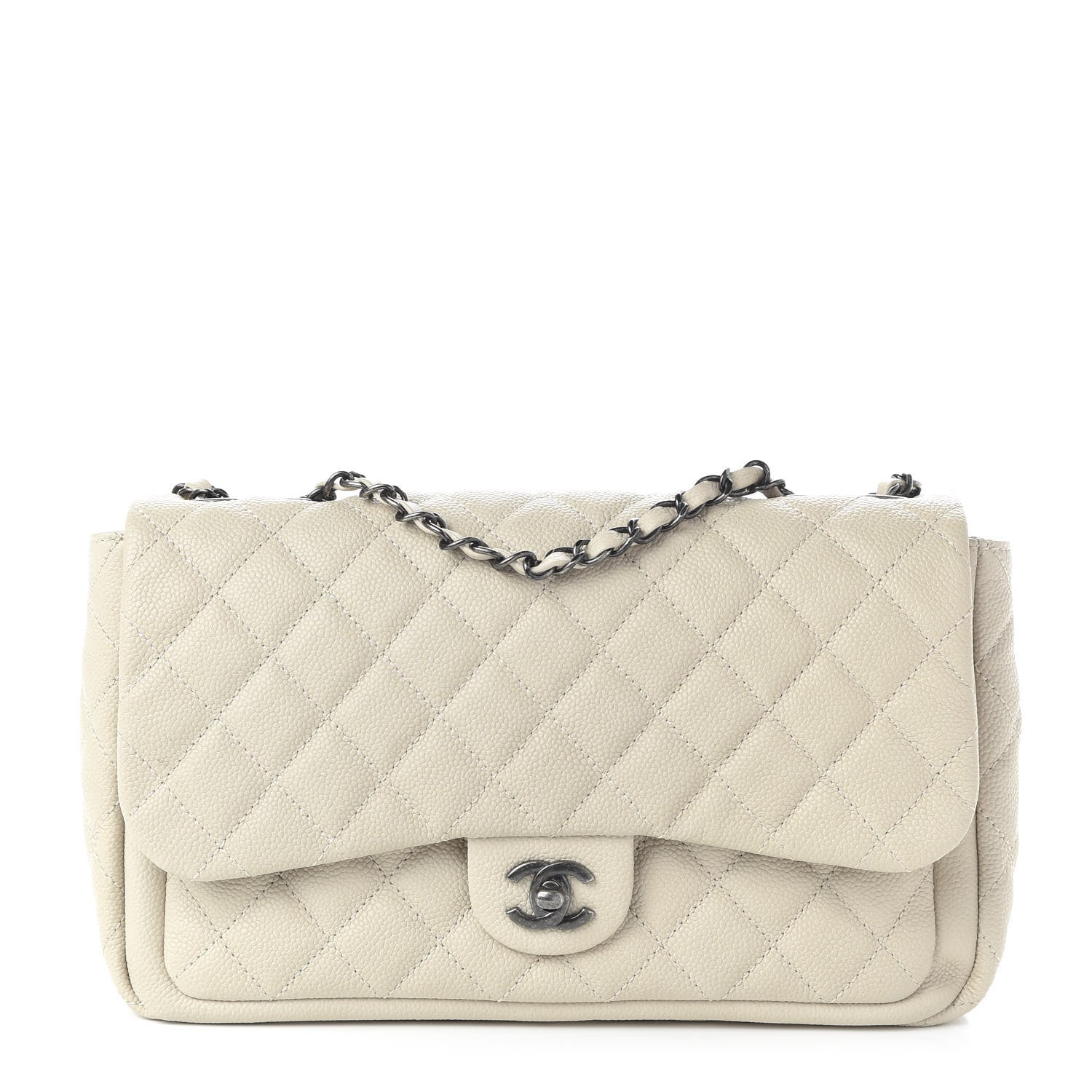 Chanel Caviar Quilted Large Now and Forever Flap Ivory 1 of 9
