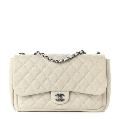 Chanel Caviar Quilted Large Now and Forever Flap Ivory 1 of 9