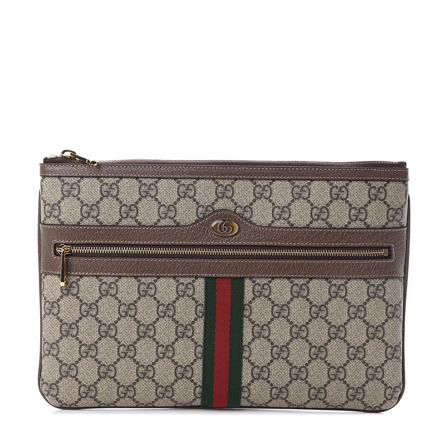 Gucci GG Supreme Monogram Large Ophidia Pouch Clutch Brown 1 of 5