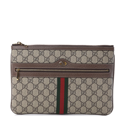 Gucci GG Supreme Monogram Large Ophidia Pouch Clutch Brown 1 of 5