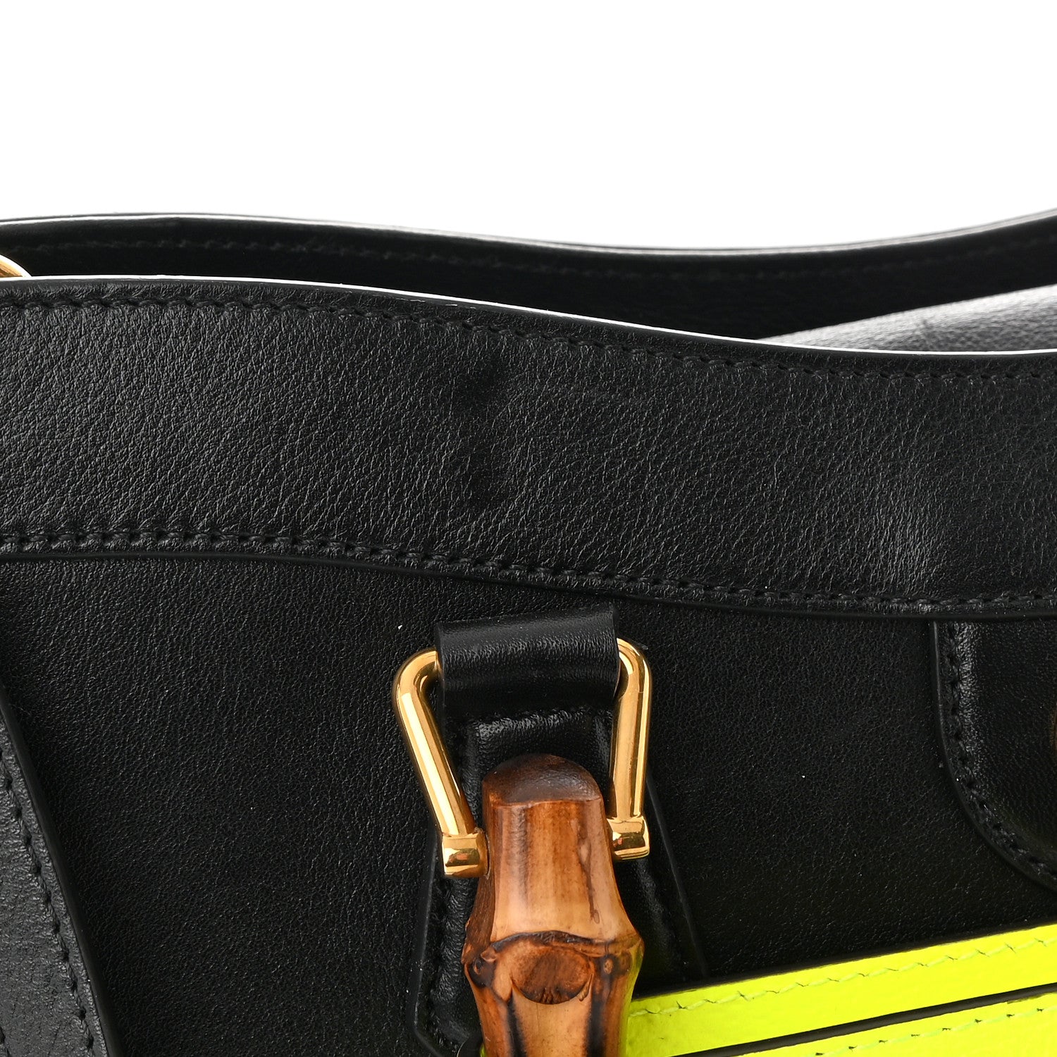 Gucci Calfskin Medium Diana Tote Bag Black Yellow Fluo 11 of 11