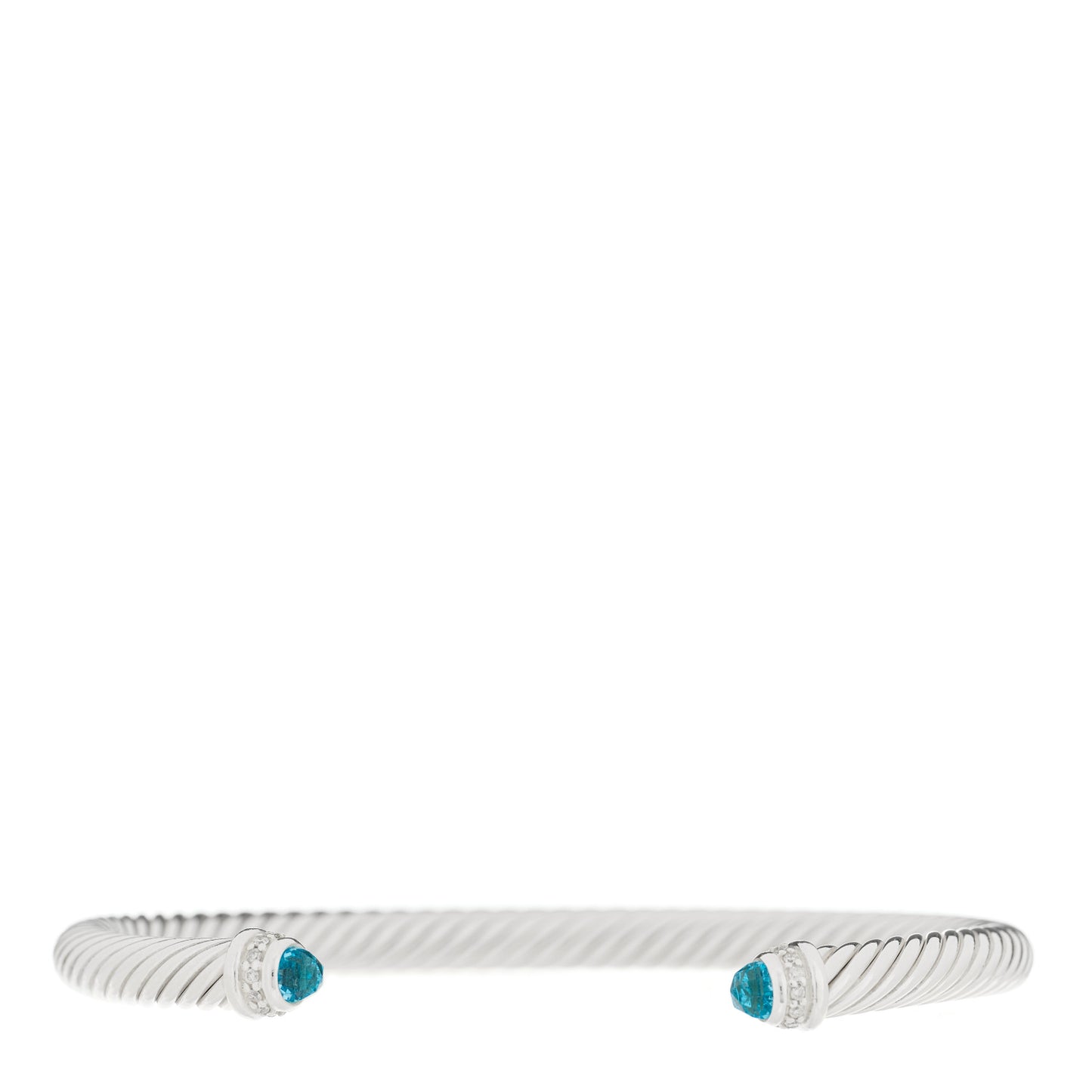 Sterling Silver Diamond Blue Topaz 5mm Cable Classics Bracelet