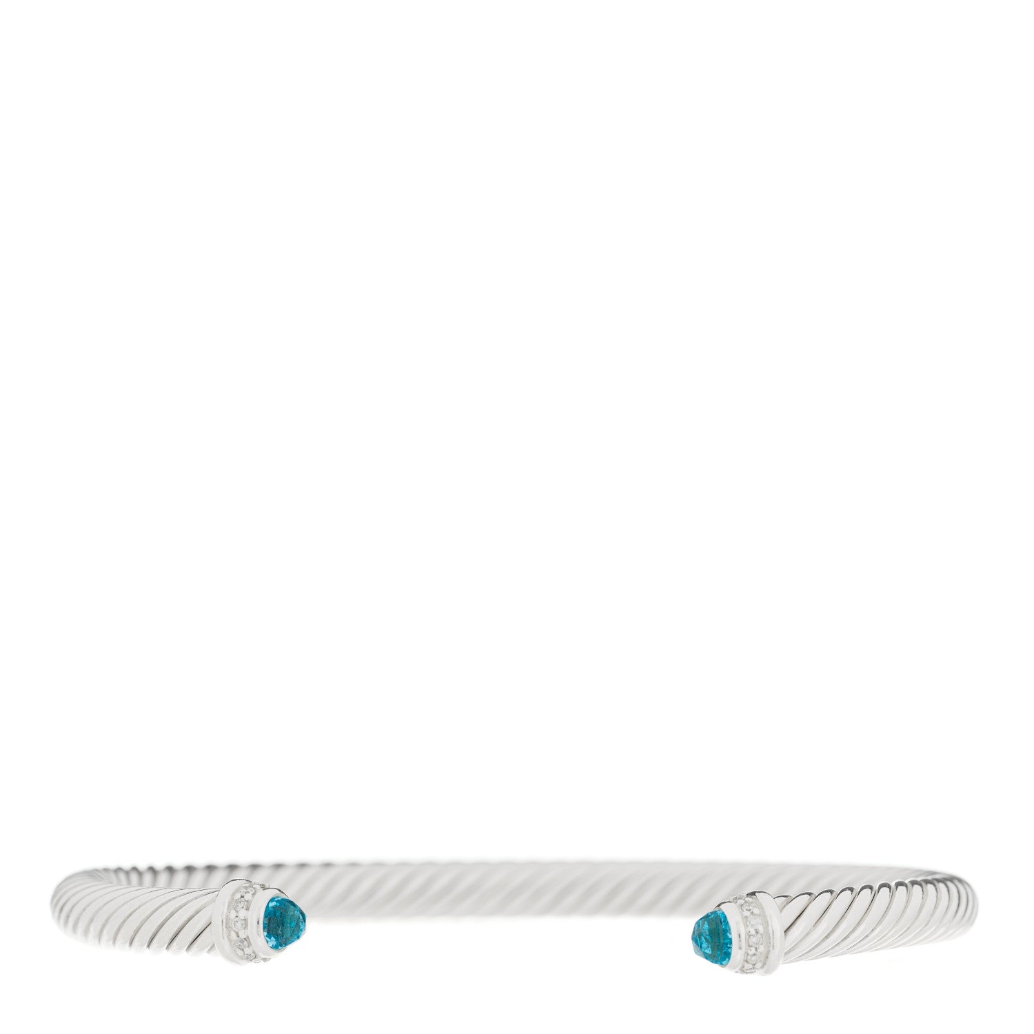 David Yurman Sterling Silver Diamond Blue Topaz 5mm Cable Classics Bracelet 1 of 4