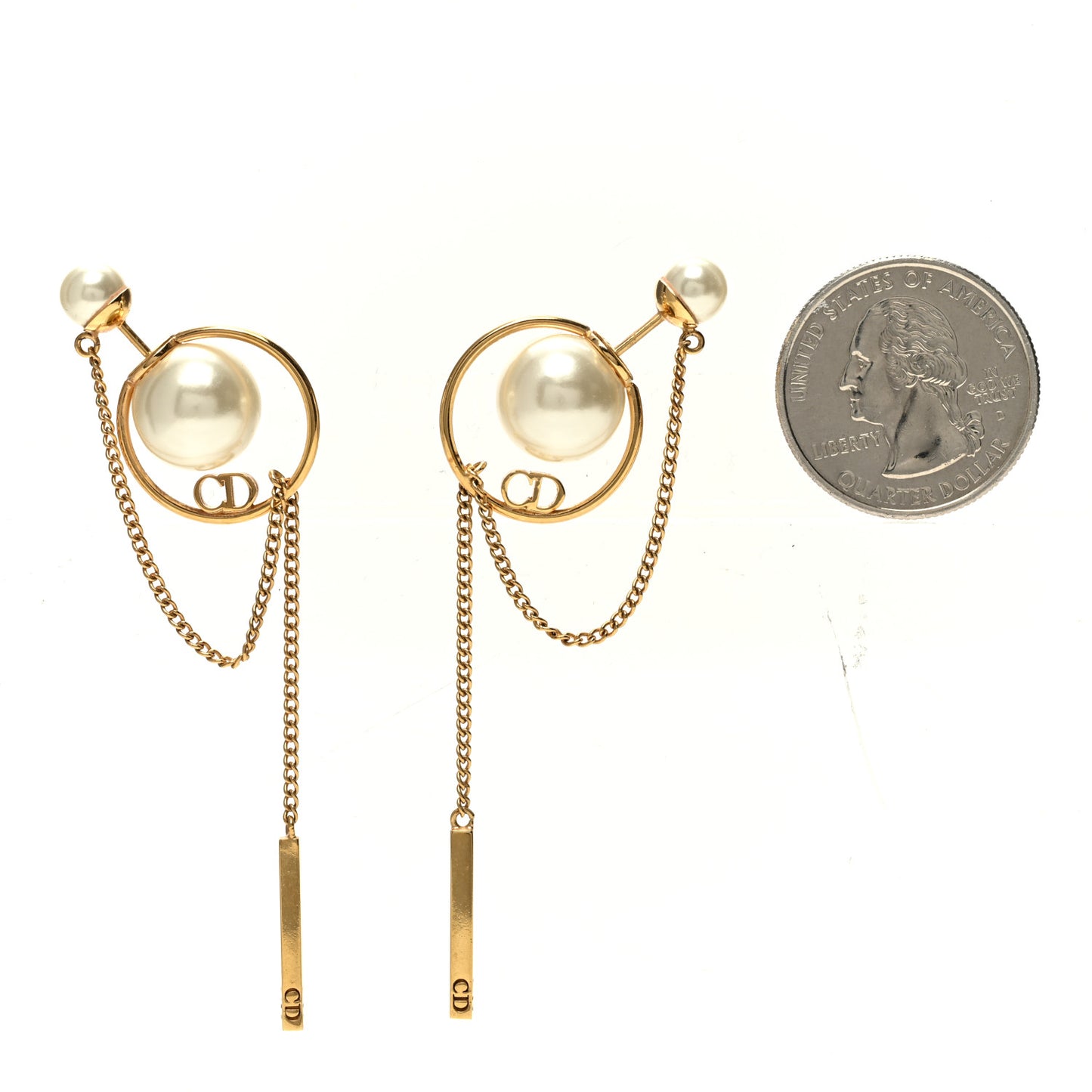 Pearl Tribales Dangle Chain Earrings Gold