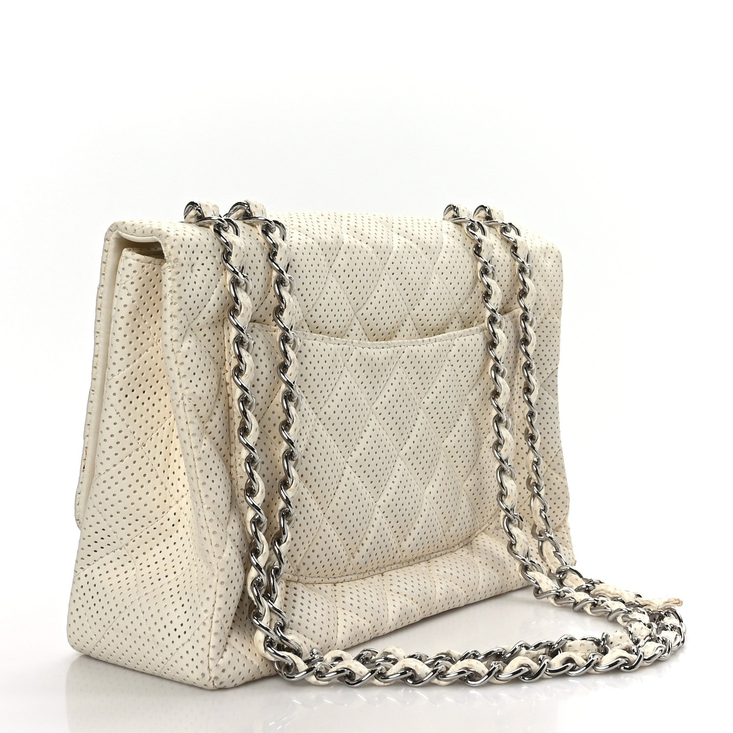 Chanel Lambskin Perforated Jumbo Single Flap White 3 of 9