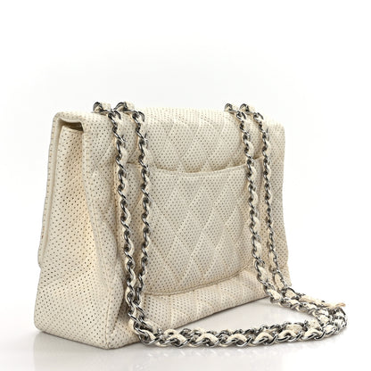 Chanel Lambskin Perforated Jumbo Single Flap White 3 of 9