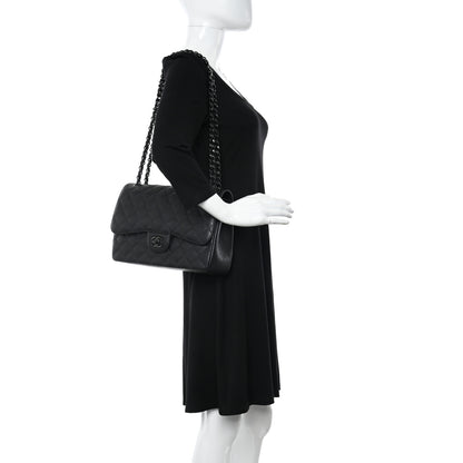 Chanel Crumpled Calfskin Quilted Jumbo Double Flap So Black 2 of 10