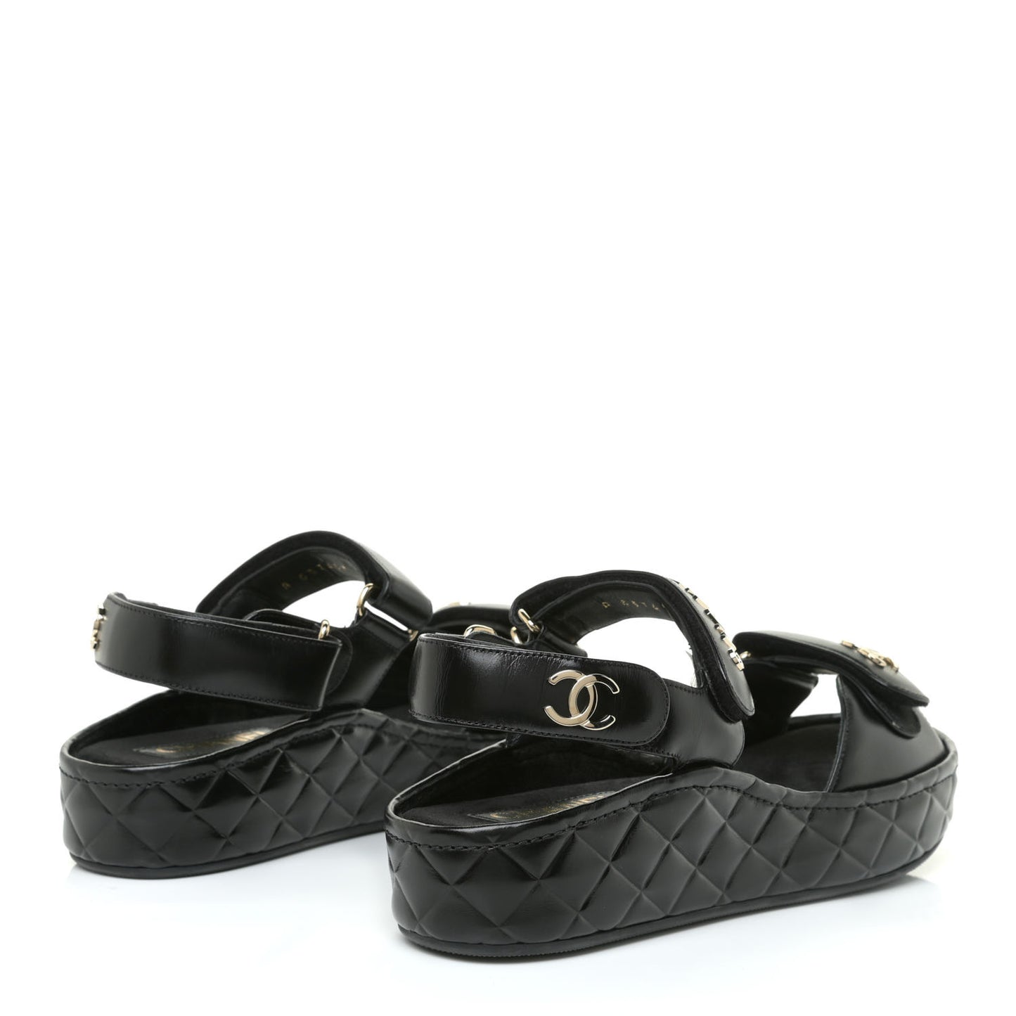 Shiny Calfskin Logo Platform Sandals 38 Black