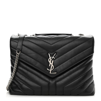 Saint Laurent Calfskin Y Quilted Monogram Medium Loulou Chain Satchel Black 1 of 15