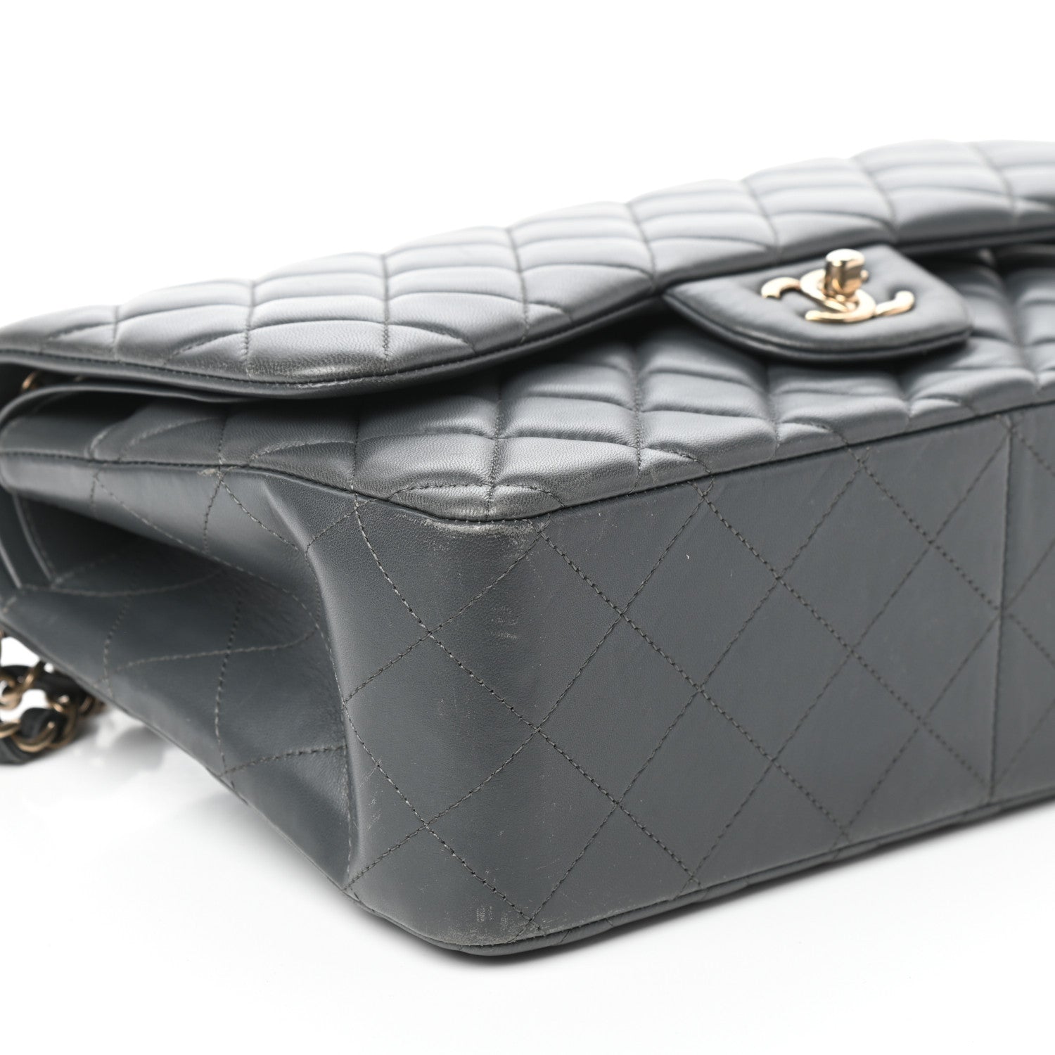 Chanel Lambskin Quilted Jumbo Double Flap Grey 9 of 10