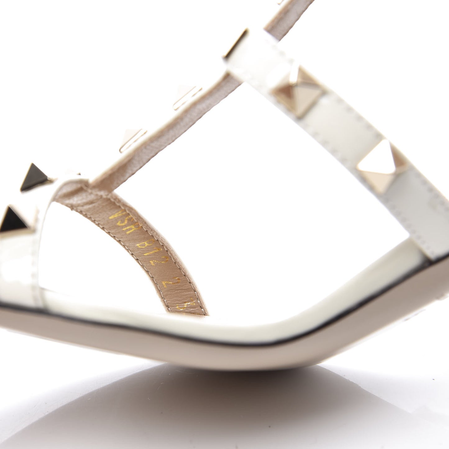 Patent Rockstud Gladiator 70mm Sandals 35 Light Ivory
