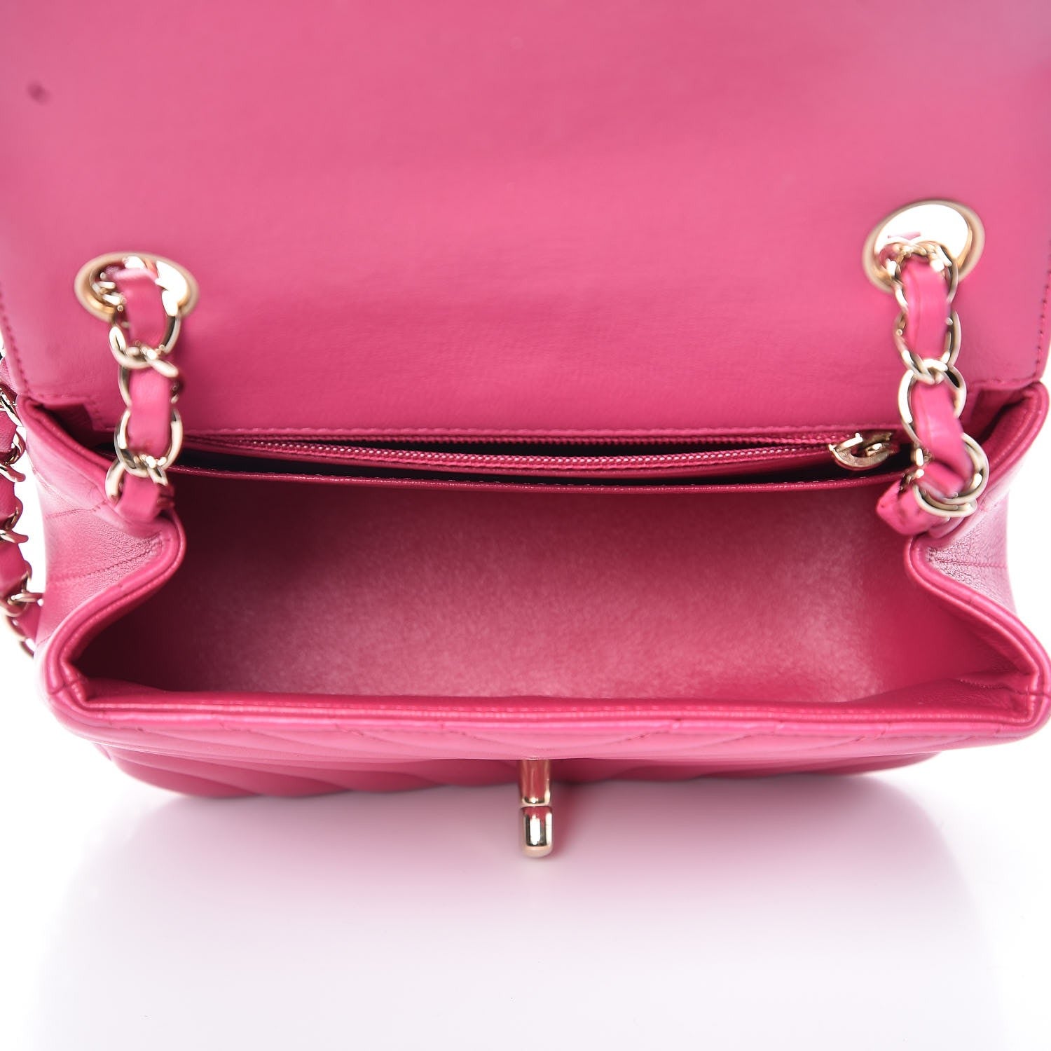 Chanel Lambskin Chevron Quilted Mini Square Flap Fuchsia 5 of 9