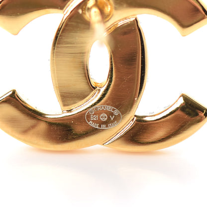 Chanel Metal CC Paris Button Stud Earrings Gold 4 of 4
