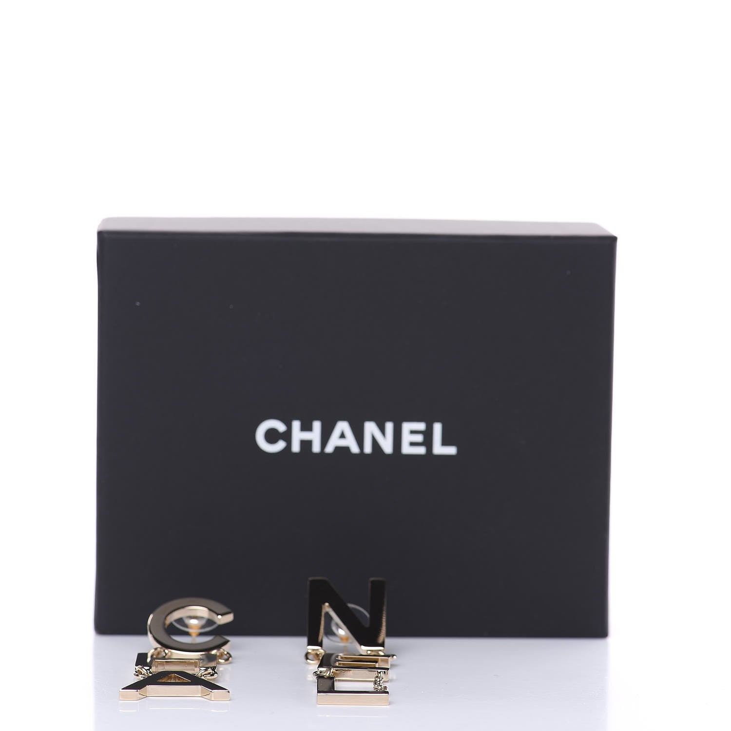 Chanel Metal Cha-Nel Logo Drop Earrings Gold 5 of 5