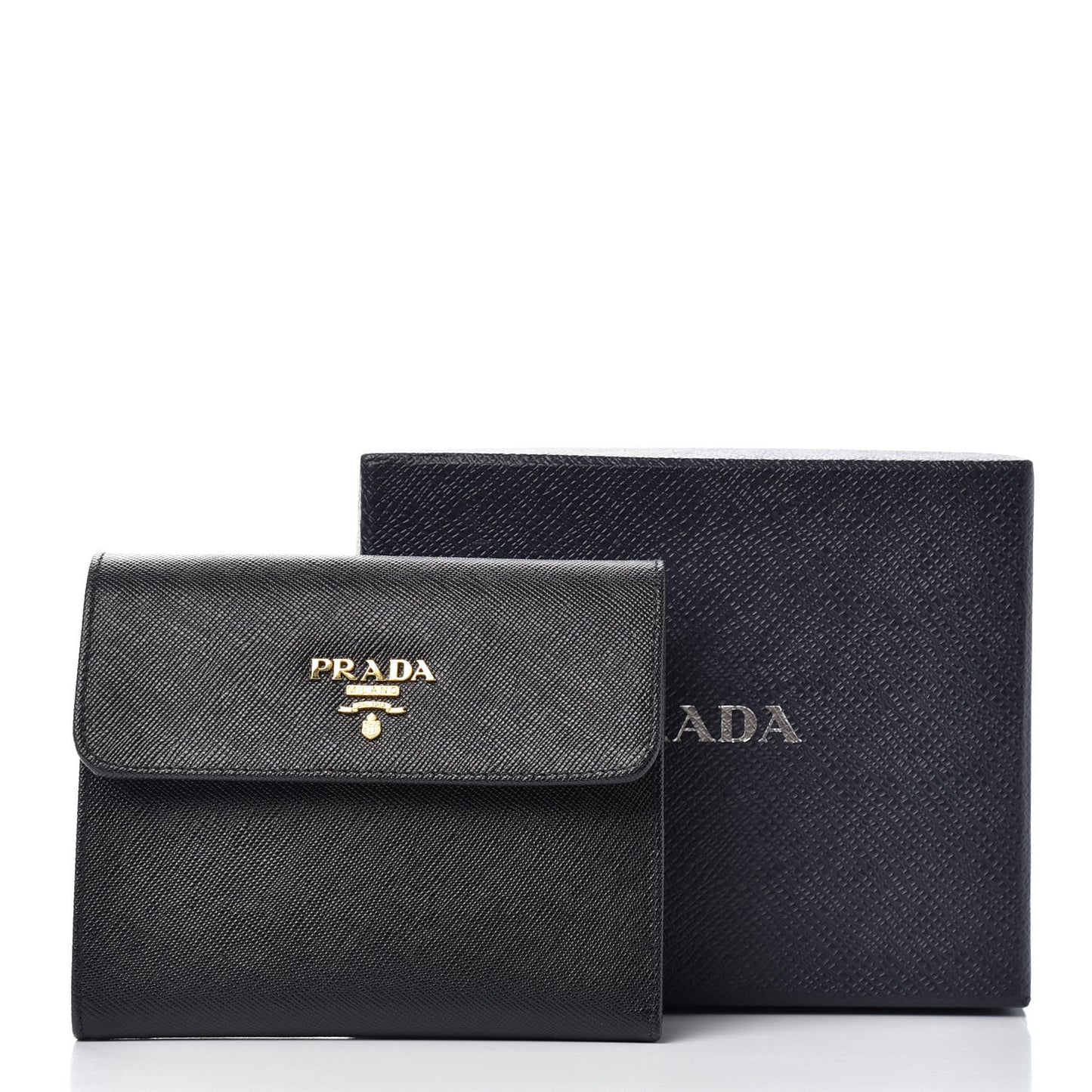Saffiano Metal Flap Wallet Black