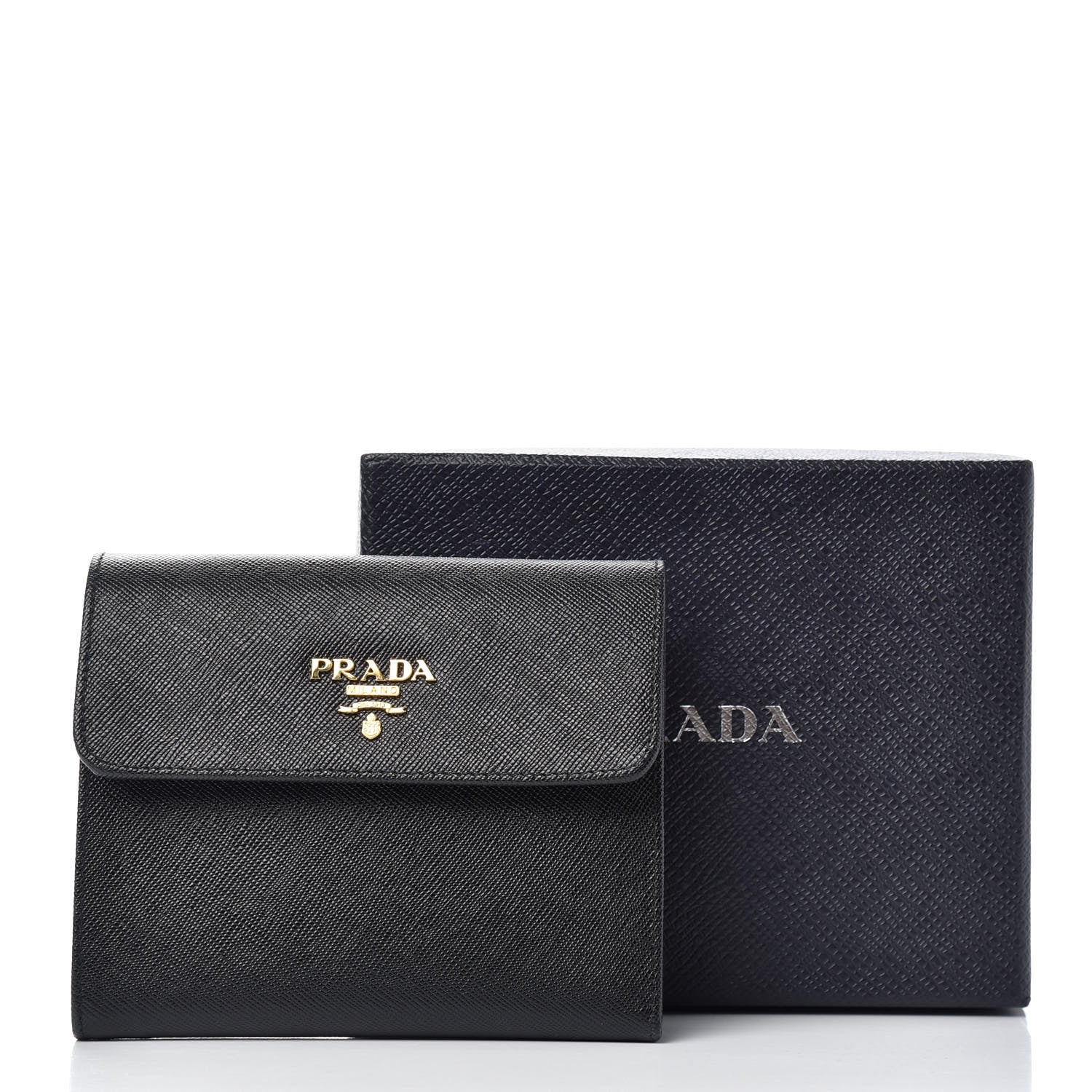 Prada Saffiano Metal Flap Wallet Black 7 of 7