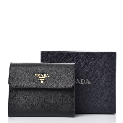 Prada Saffiano Metal Flap Wallet Black 7 of 7