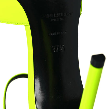 Saint Laurent Patent Anja 85 Ankle Strap Pointed Pumps 37.5 Fluo Yellow 6 of 9