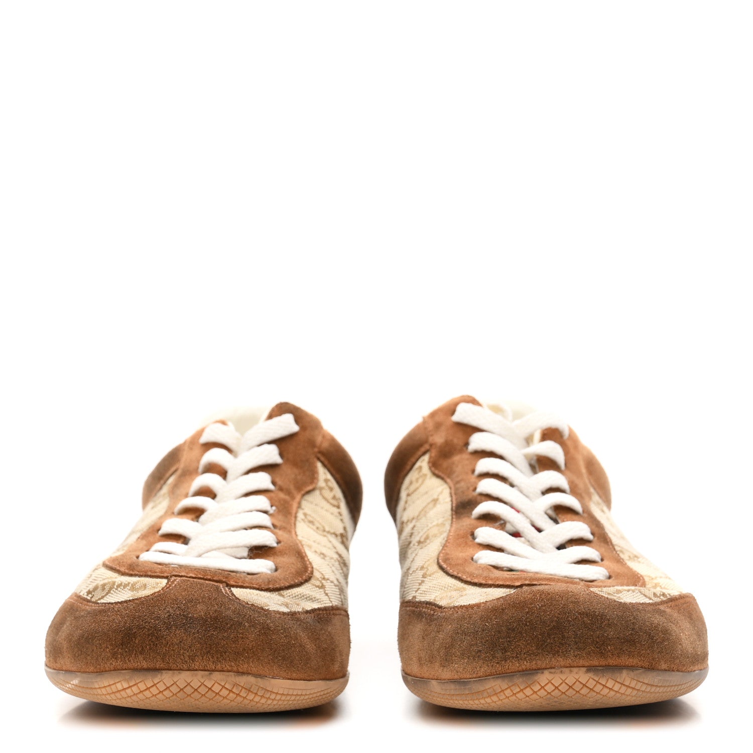Gucci GG Monogram Suede Web Mens Shift Sneakers 10.5 Beige Brown 3 of 9