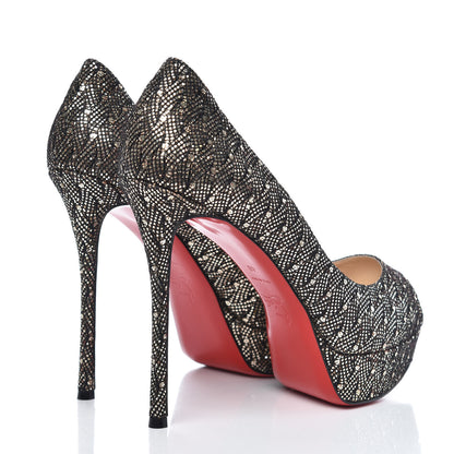Christian Louboutin Glitter Palace SP Oxyde Fetish Peep 130 Pumps 40 Platine Silver 4 of 8