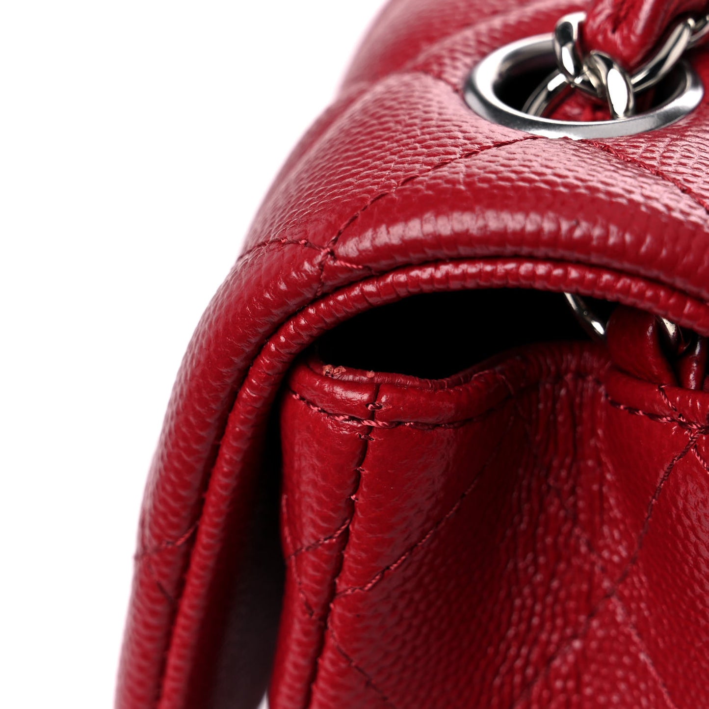 Caviar Quilted Mini Rectangular Flap Red
