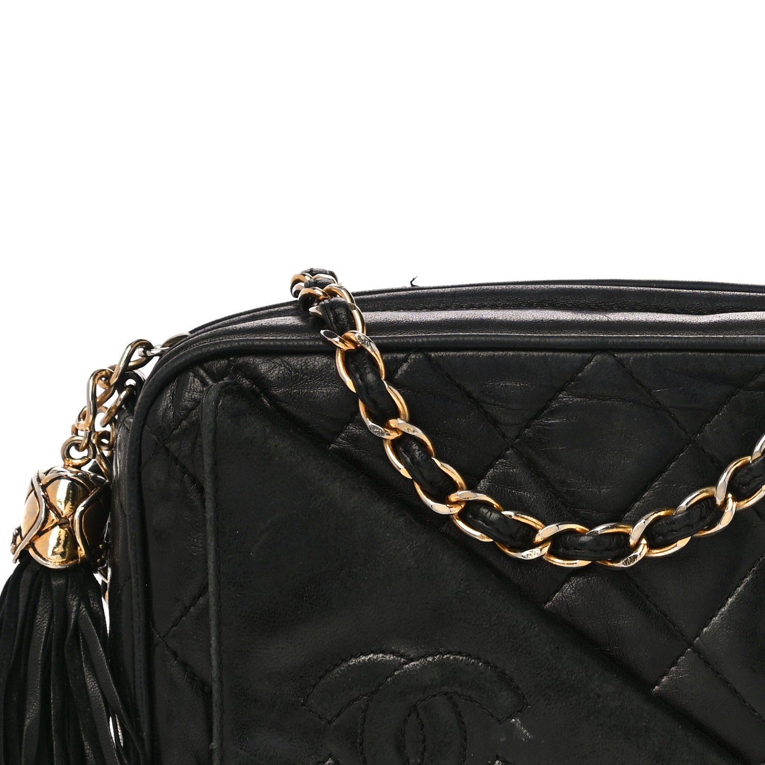 Chanel Lambskin Quilted Tassel Camera Case Black 9 of 17