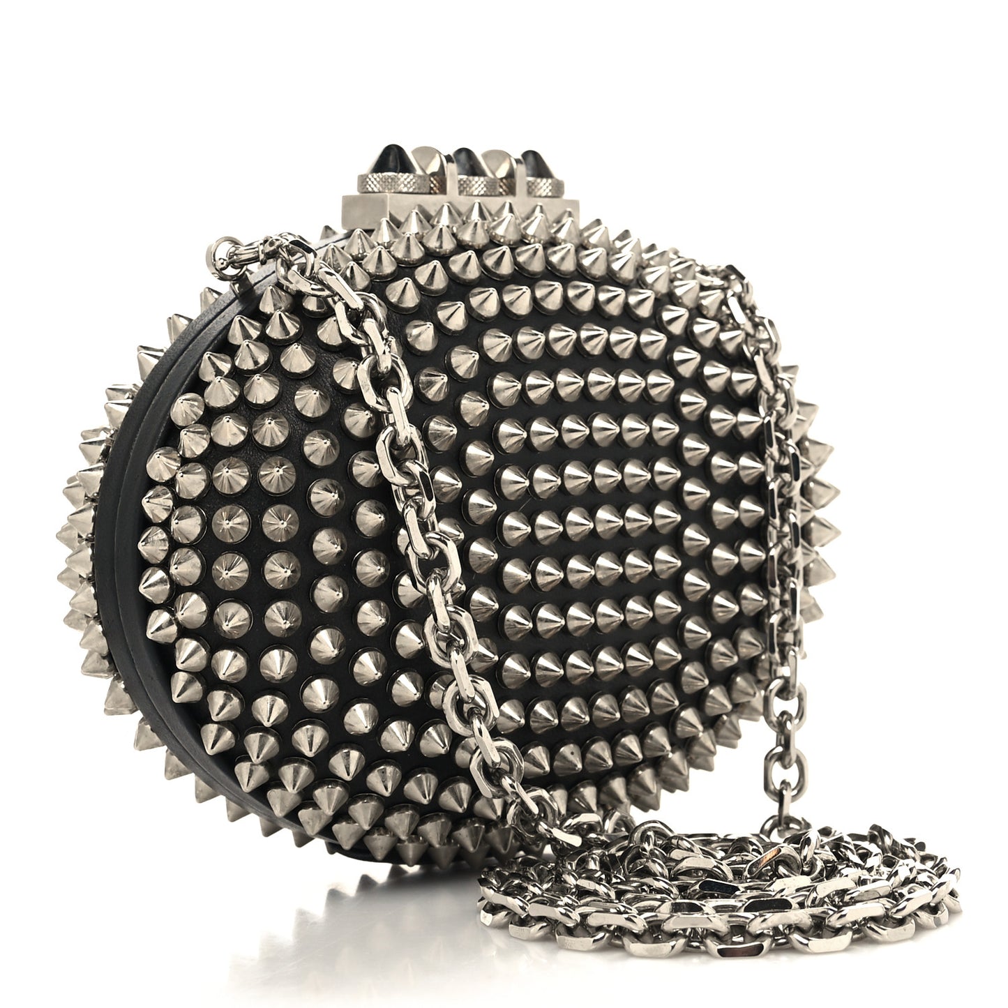 Metallic Suede Burma Strass Mina Chain Clutch Lichen