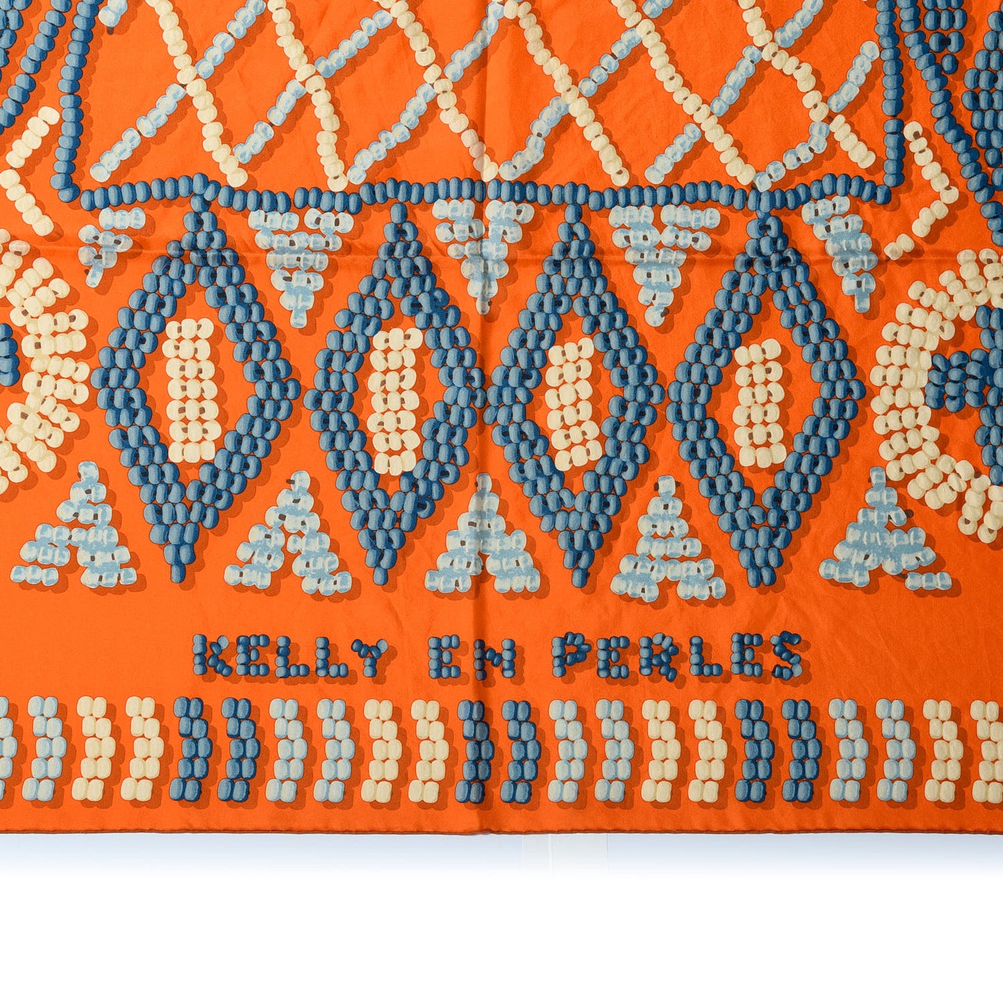 Silk Kelly En Perles Wash Scarf 140 Orange Blue Jean