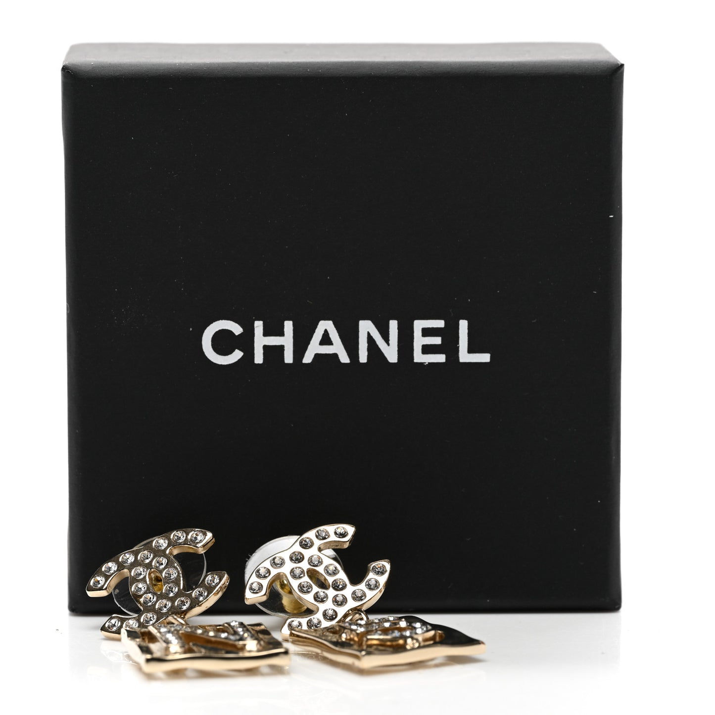 Crystal CC No 5 Drop Earrings Gold